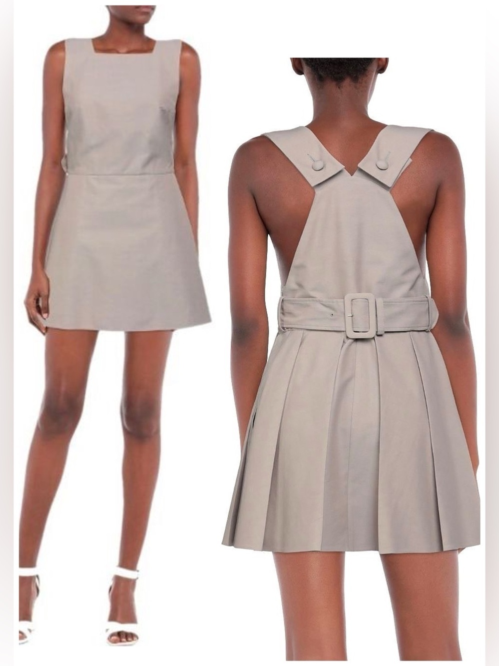 NWT Patou Apron Style Pinafore Mini Dress Back Pleated Schoolgirl Sz 40